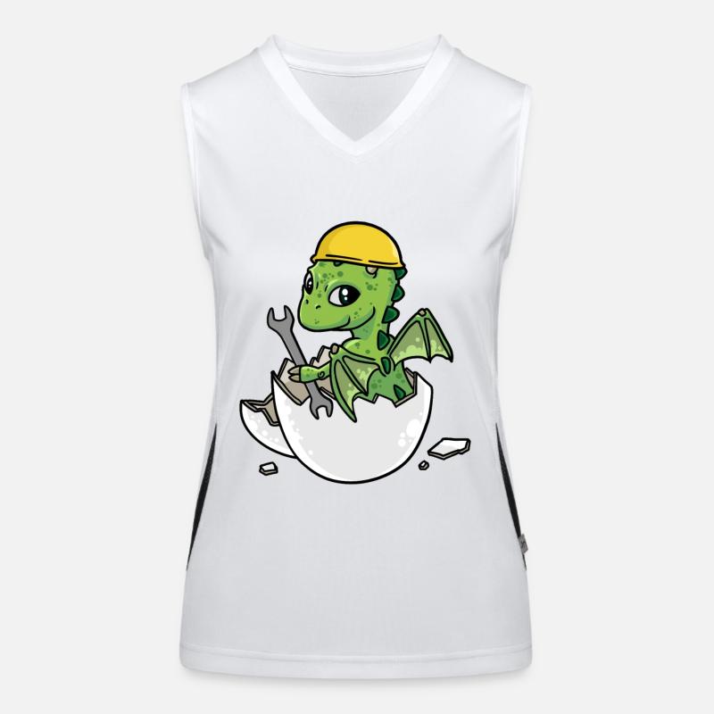 Dino Craftsman Eggshell Tool Car Workshop Women's Functional Contrast Tank Top