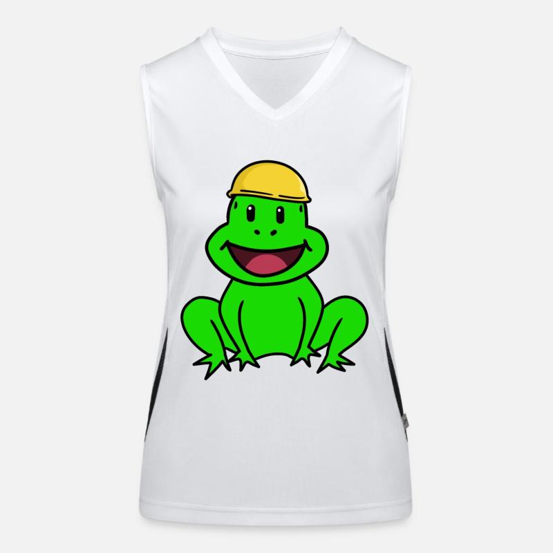 Handwerker Baustellen Frosch Schutzhelm Chef Kröte Funktionelles Kontrast-Tank Top für Frauen