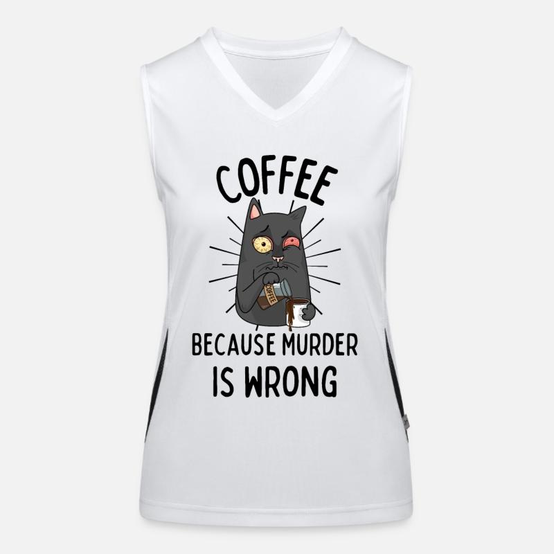 Kaffee Katze lustiger Spruch Coffee Murder wrong Funktionelles Kontrast-Tank Top für Frauen