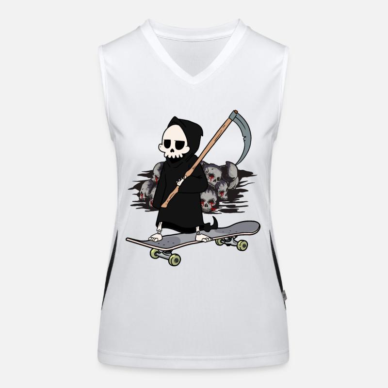 Skateboard Grim Reaper Closing Time End Horror Death Women's Functional Contrast Tank Top