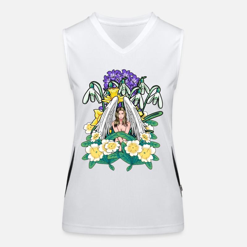 Frühling Blumen Engel himmlisch Flora Garten Funktionelles Kontrast-Tank Top für Frauen