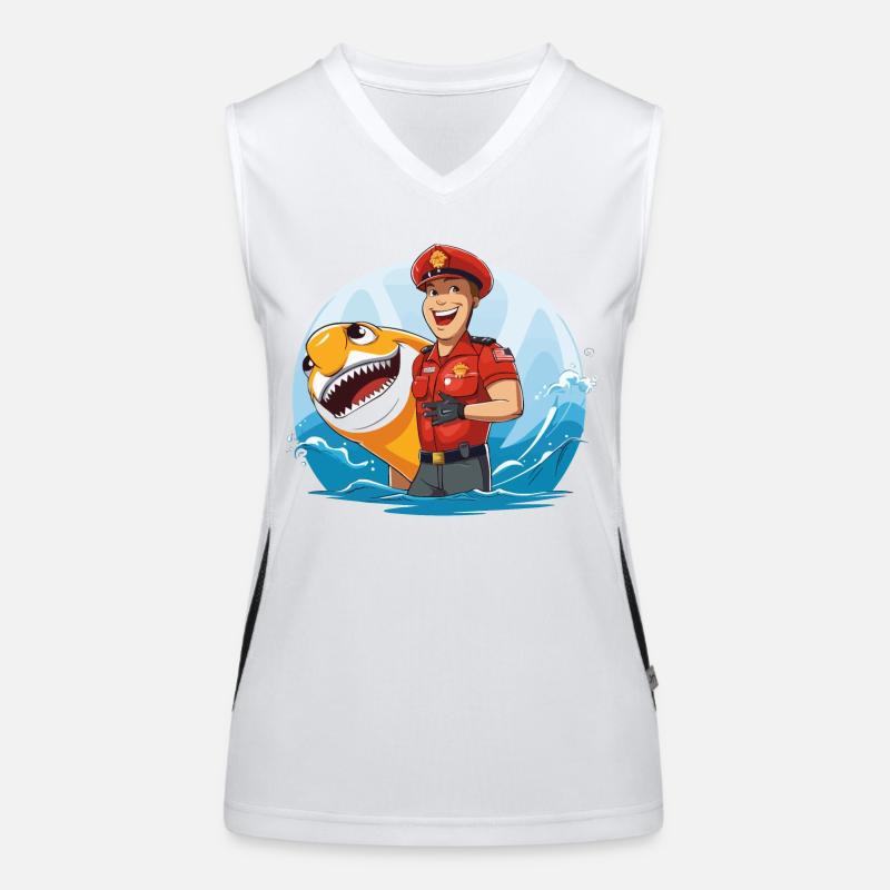 Rettungsschwimmer Flosse Funktionelles Kontrast-Tank Top für Frauen