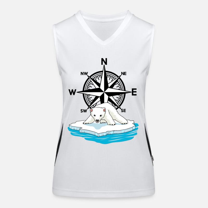 Polar Bear Windrose North Pole Arctic Compass Fantasy Women's Functional Contrast Tank Top
