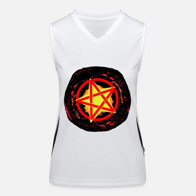 Satan Devil Pentagram Hell Death Ritual Occult Women's Functional Contrast Tank Top