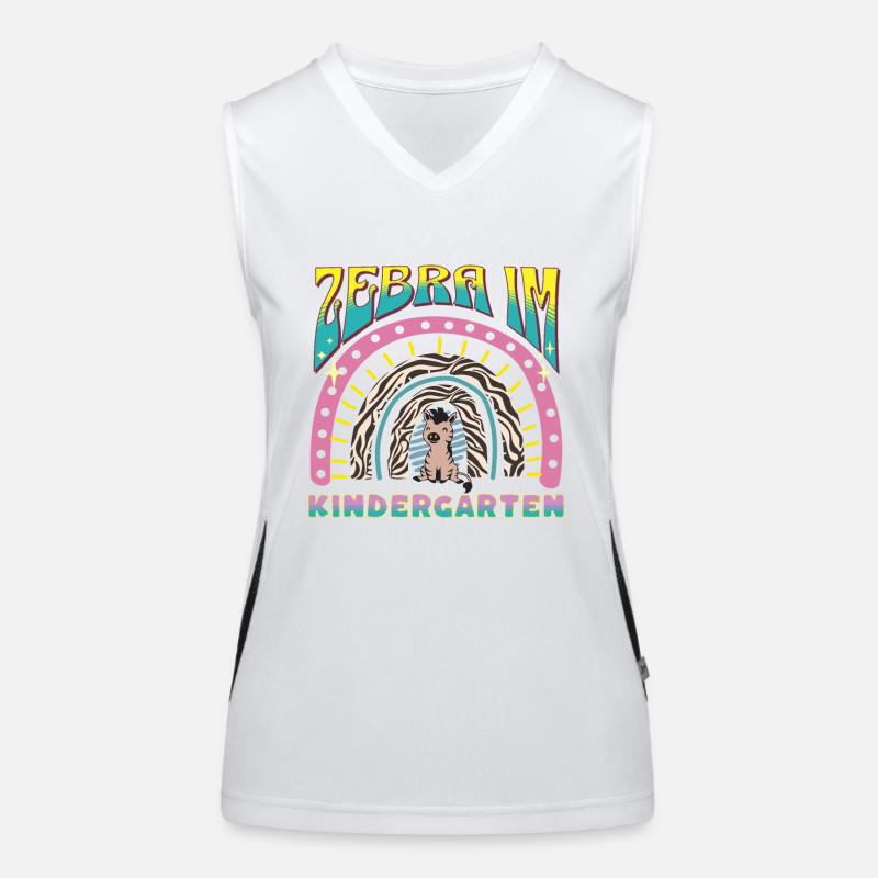 Zebra im Kindergarten Regenbogen Streife Design DE Funktionelles Kontrast-Tank Top für Frauen