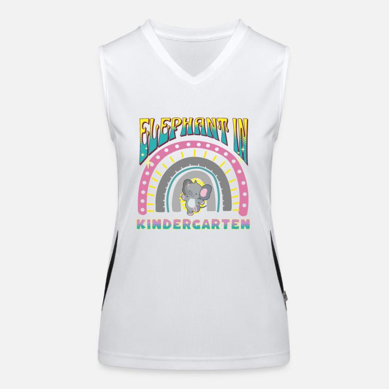 elephant in kindergarten rainbow stripes design Women's Functional Contrast Tank Top