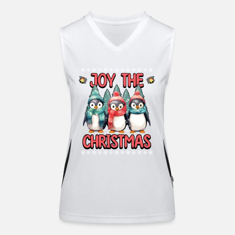 Pingouins de Noël écharpe chapeau arbre de Noël mignon Débardeur respirant contrasté Femme