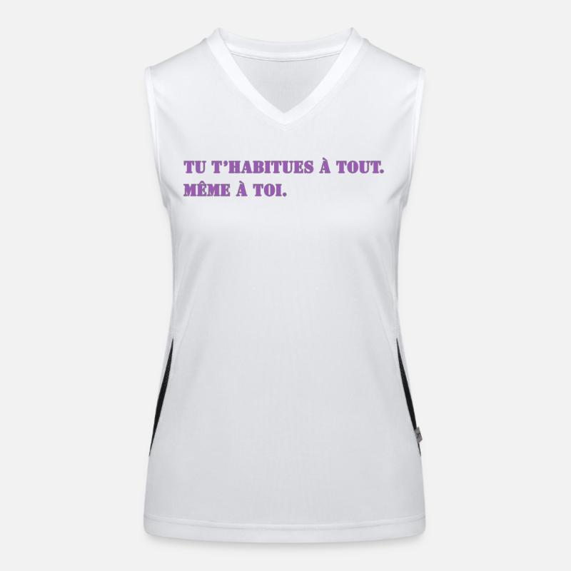 TU T’HABITUES À TOUT. MÊME À TOI. Débardeur respirant contrasté Femme