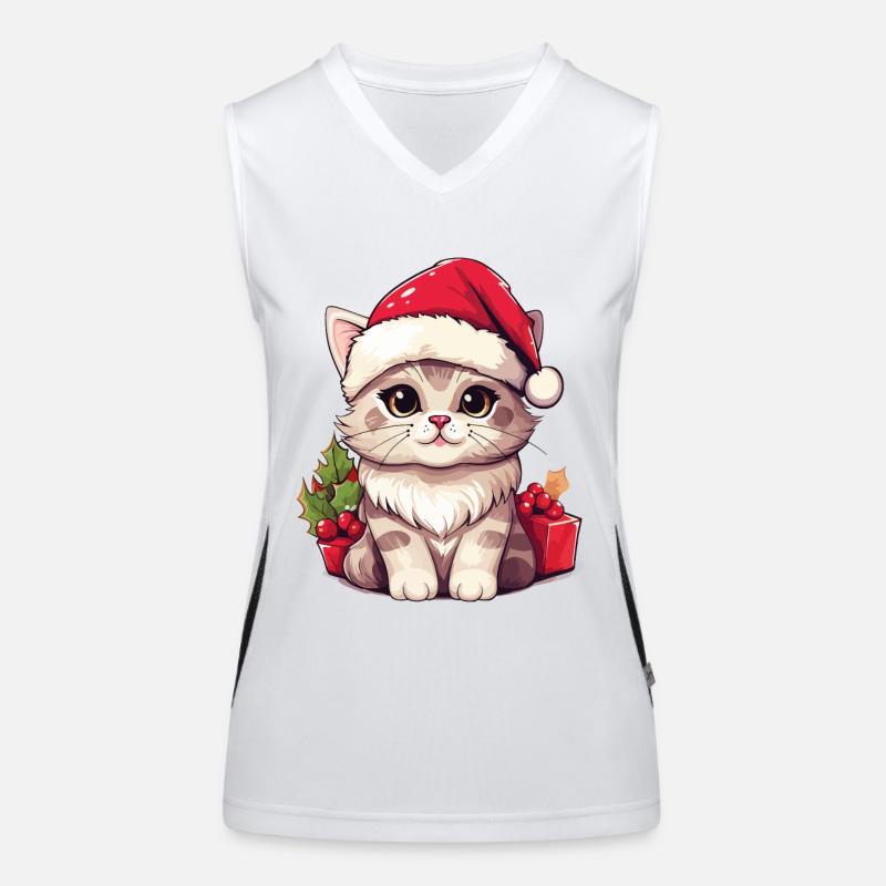 Chat Noël Noël Chat Mignon Dessin Animé Débardeur respirant contrasté Femme