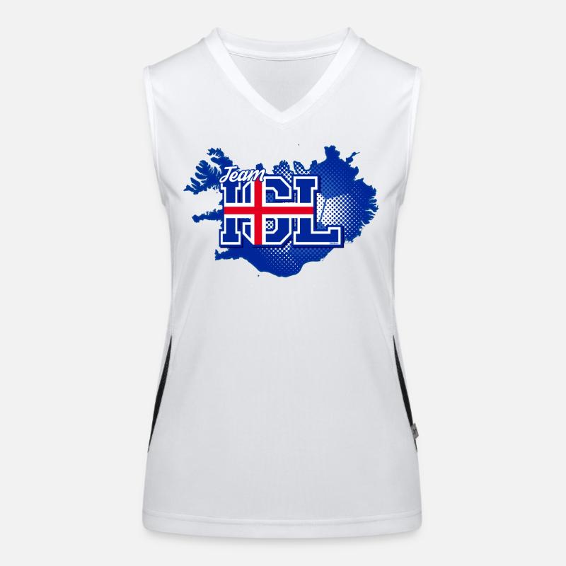 Team ISL Map Iceland with Ball Pattern Women's Functional Contrast Tank Top