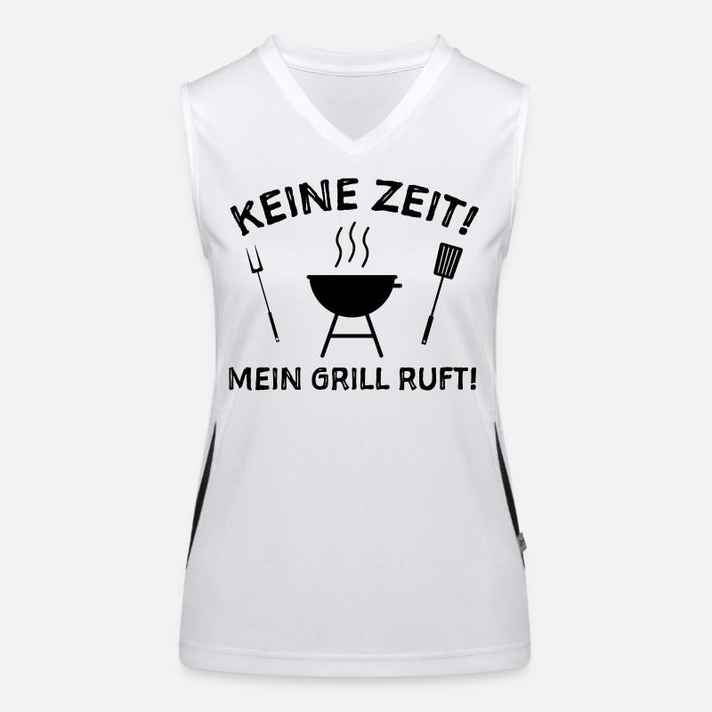 Grill Grillen Sprüche Humor Grillsaison Funktionelles Kontrast-Tank Top für Frauen