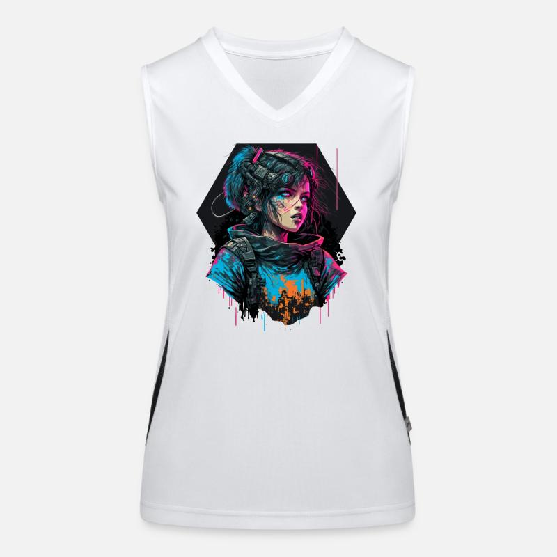 Atemberaubende digitale Illustration eines atemberaubenden Mädchens Funktionelles Kontrast-Tank Top für Frauen