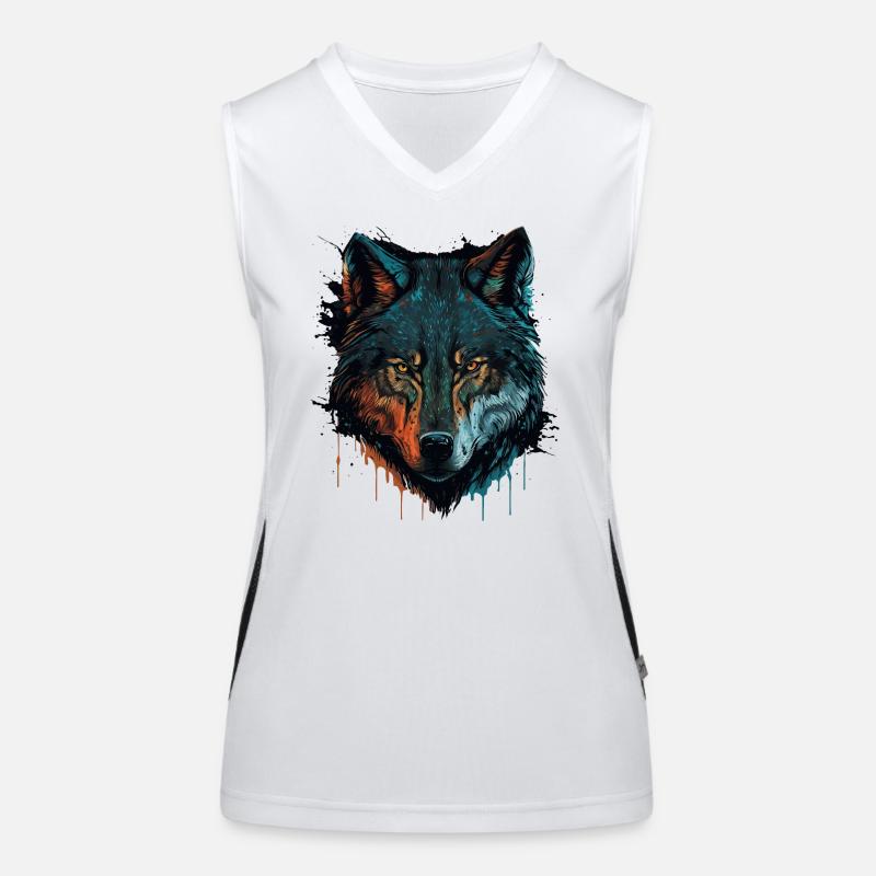 A Wolf Head Design for every Forest Animal Lovers Women's Functional Contrast Tank Top