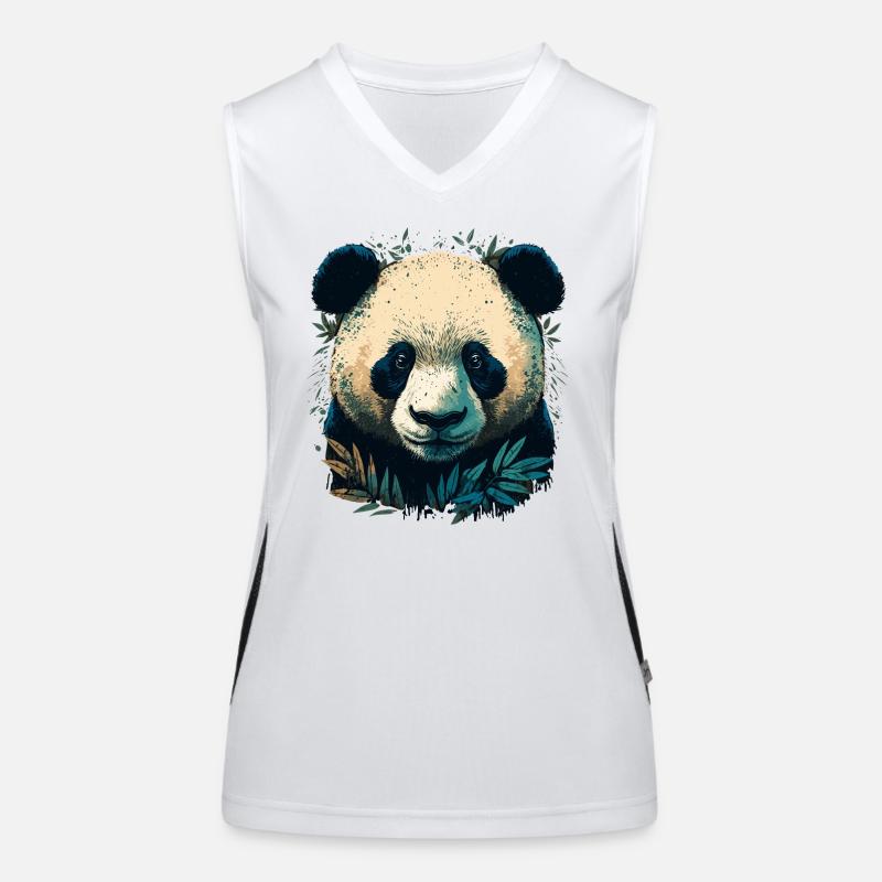 Panda mit Bambusleaths Funktionelles Kontrast-Tank Top für Frauen