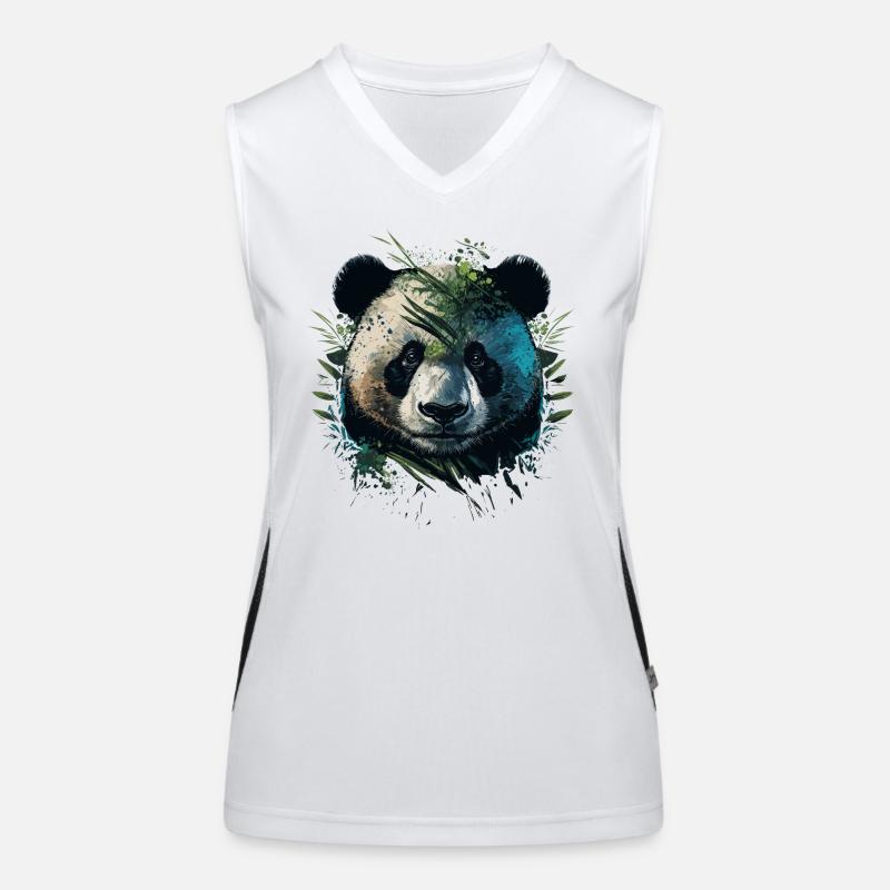 Panda hiding behinde leaths Women's Functional Contrast Tank Top