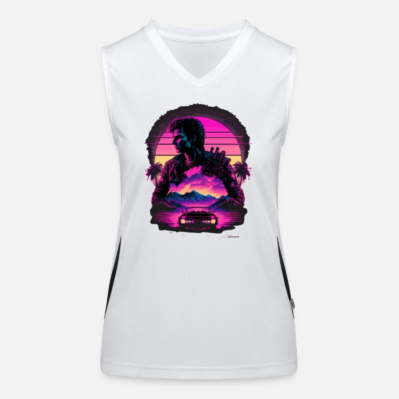 Synthwave-Kunst Funktionelles Kontrast-Tank Top für Frauen
