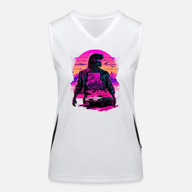 Futuristische Synthwave Funktionelles Kontrast-Tank Top für Frauen