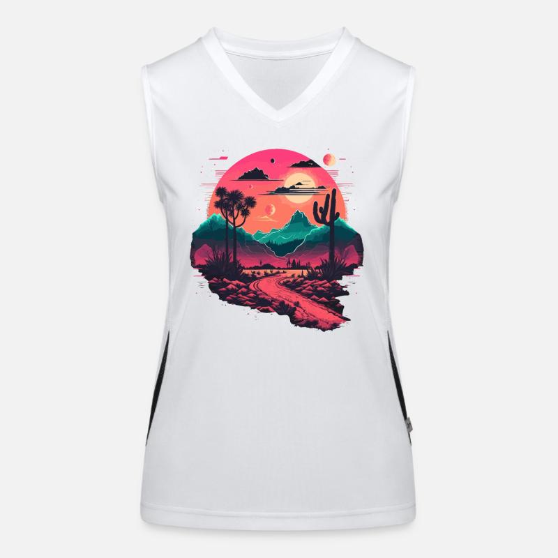 Synthwave-Gebirge Funktionelles Kontrast-Tank Top für Frauen