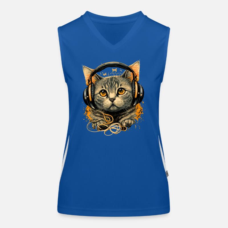 Chat et musique Débardeur respirant contrasté Femme