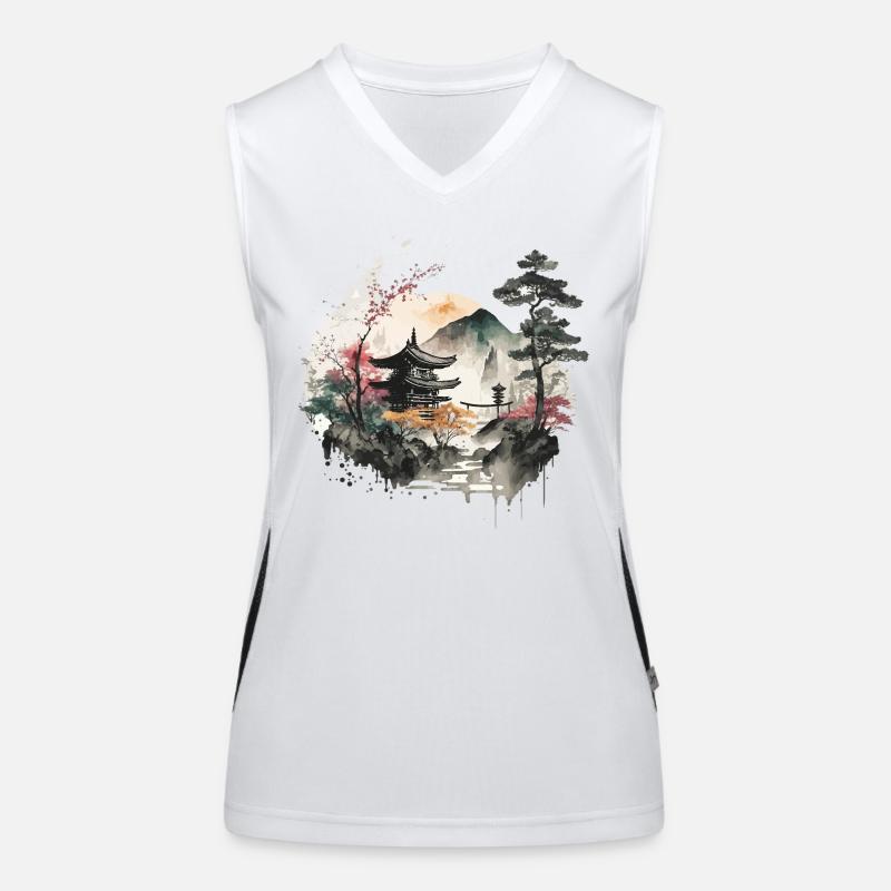 Sakura - Women's Functional Contrast Tank Top - white/black