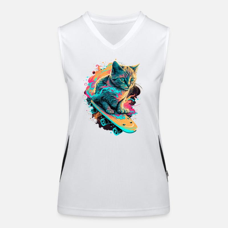 Skateboard Cat Women's Functional Contrast Tank Top