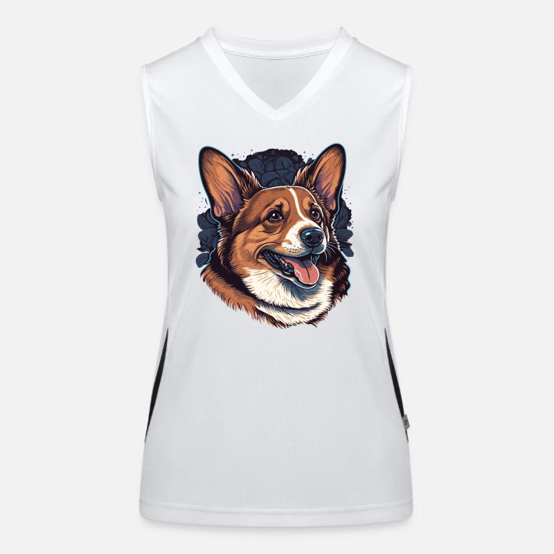 Corgi brun joyeux Débardeur respirant contrasté Femme
