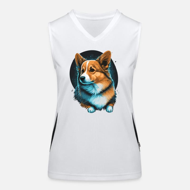 Fond brillant Corgi Débardeur respirant contrasté Femme
