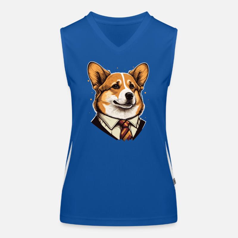 Formal Corgi Illustration Women's Functional Contrast Tank Top