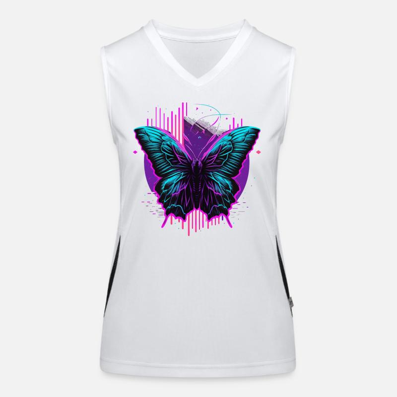 Leuchten im dunklen Schmetterling Funktionelles Kontrast-Tank Top für Frauen