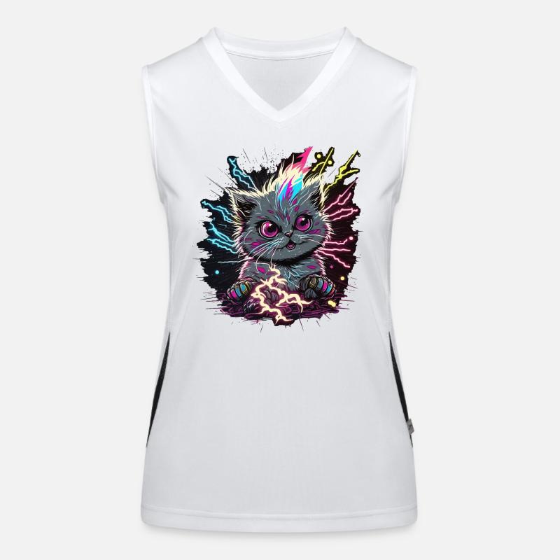 Cat Charging Up Women's Functional Contrast Tank Top