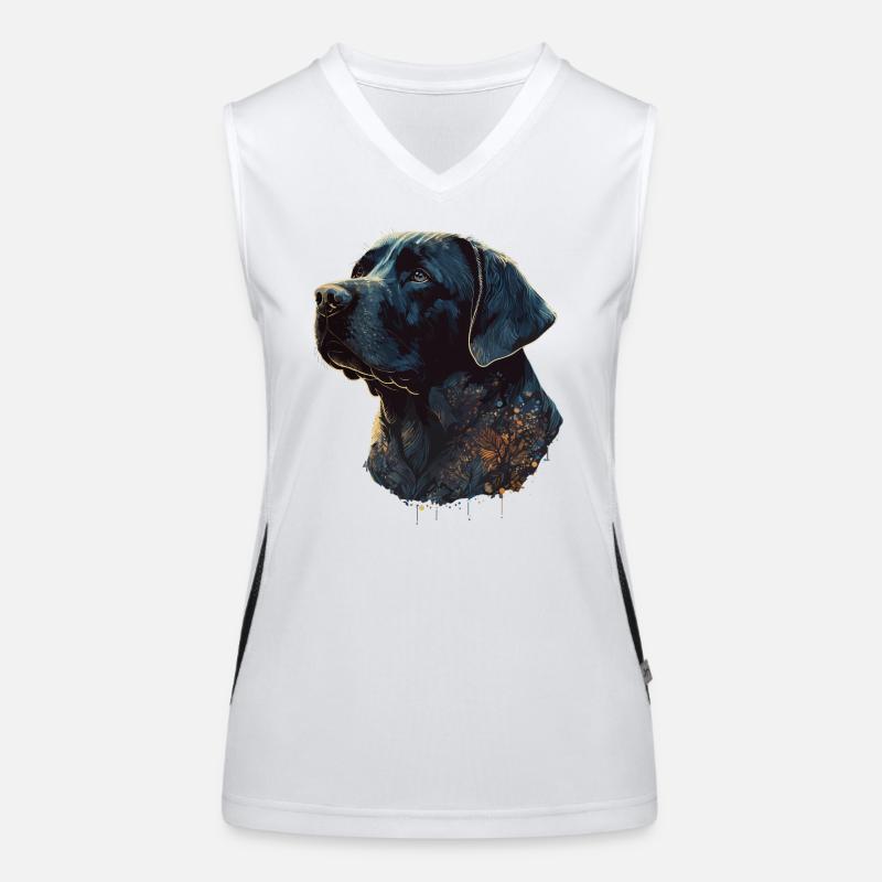 Erstaunlicher Labrador Retriever mit Blättern Stil Körper Funktionelles Kontrast-Tank Top für Frauen