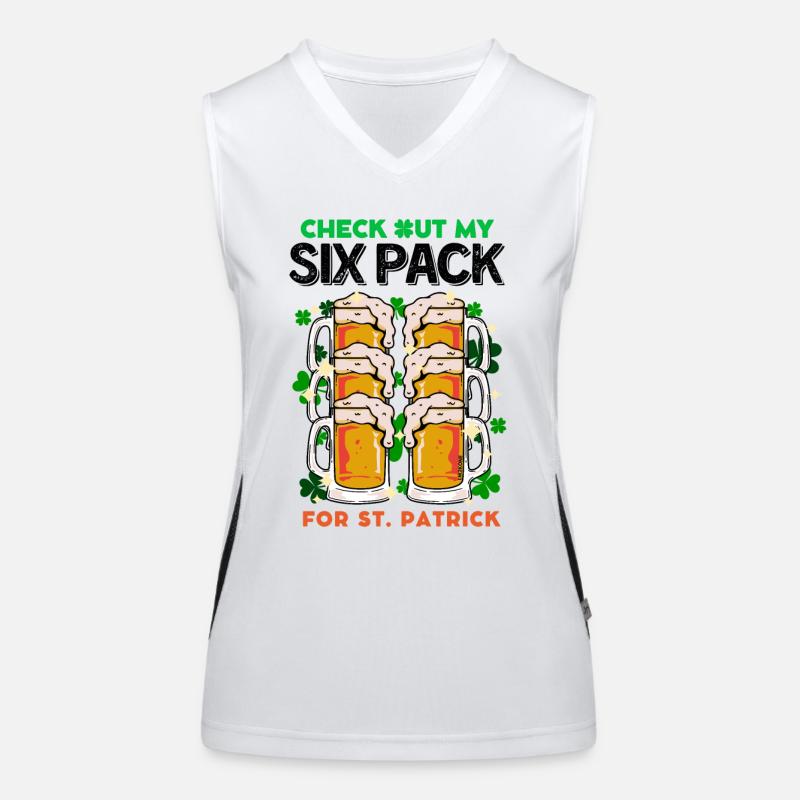 Saint Patrick my Six Pack beers is delicious Women's Functional Contrast Tank Top