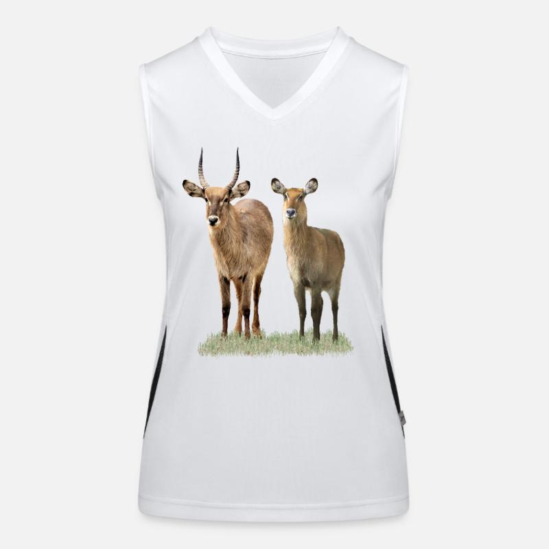 Wasserbock Paar - Antilope - Wildtier - Afrika Funktionelles Kontrast-Tank Top für Frauen
