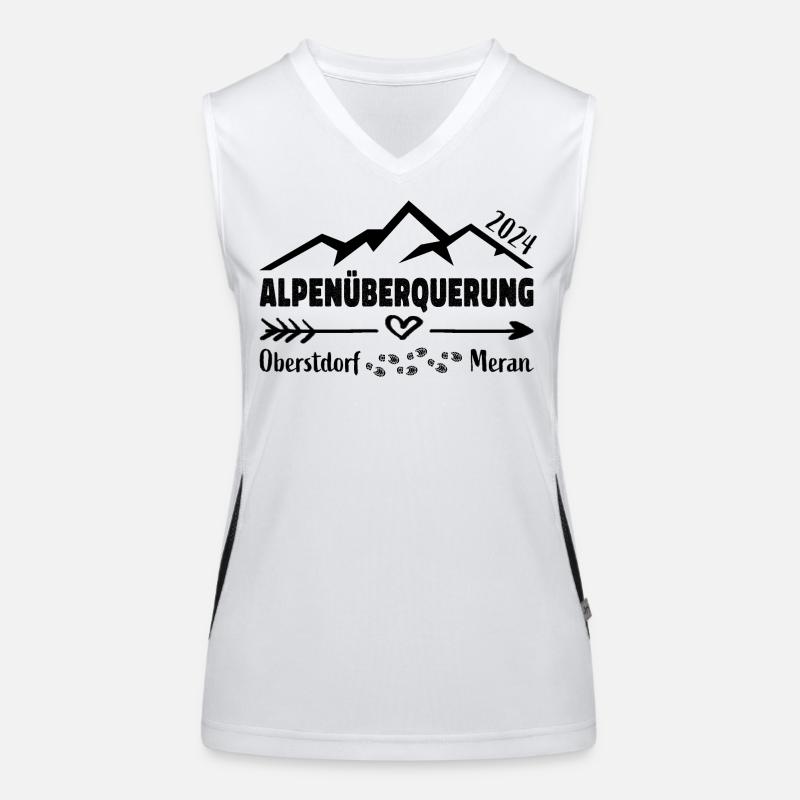 Alpenüberquerung E5 Oberstdorf Meran 2024 Funktionelles Kontrast-Tank Top für Frauen