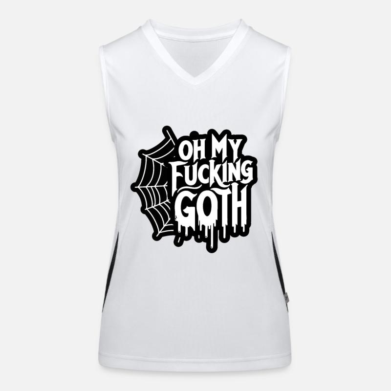 Edgy Gothic Slogan T-Shirt - Bold Statement Spiderweb Funktionelles Kontrast-Tank Top für Frauen