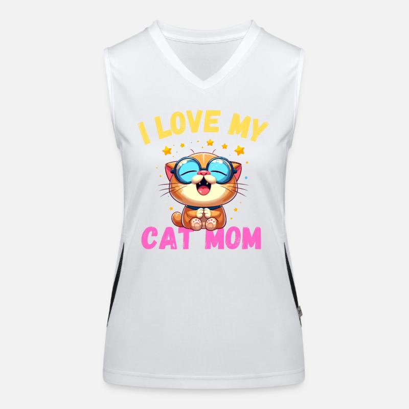 Katzen Mama Katze Mutter Muttertag niedlich Miau Funktionelles Kontrast-Tank Top für Frauen