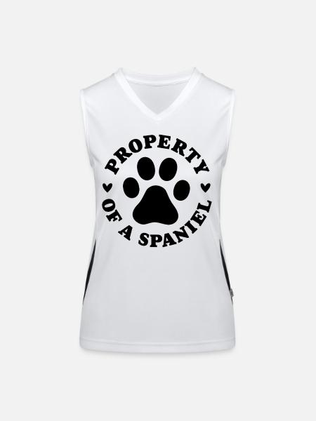 Eigentum eines Spaniels - Funktionelles Kontrast-Tank Top für Frauen - Weiß/Schwarz - Vorne