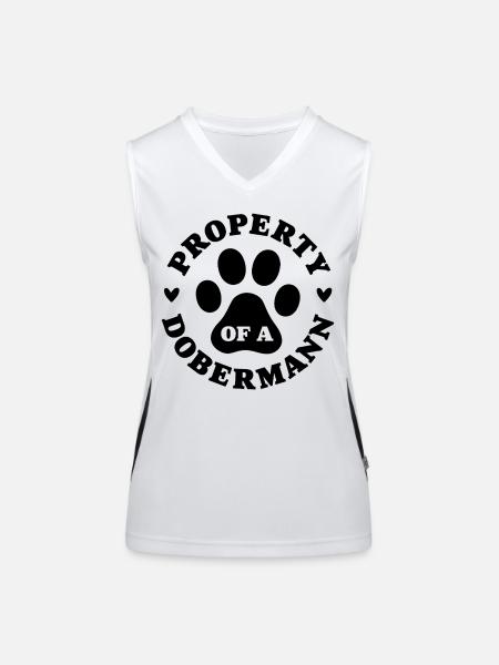 Propriété d’un Dobermann - Débardeur respirant contrasté Femme - blanc/noir - Devant