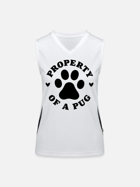 Eigentum eines Mops - Funktionelles Kontrast-Tank Top für Frauen - Weiß/Schwarz - Vorne