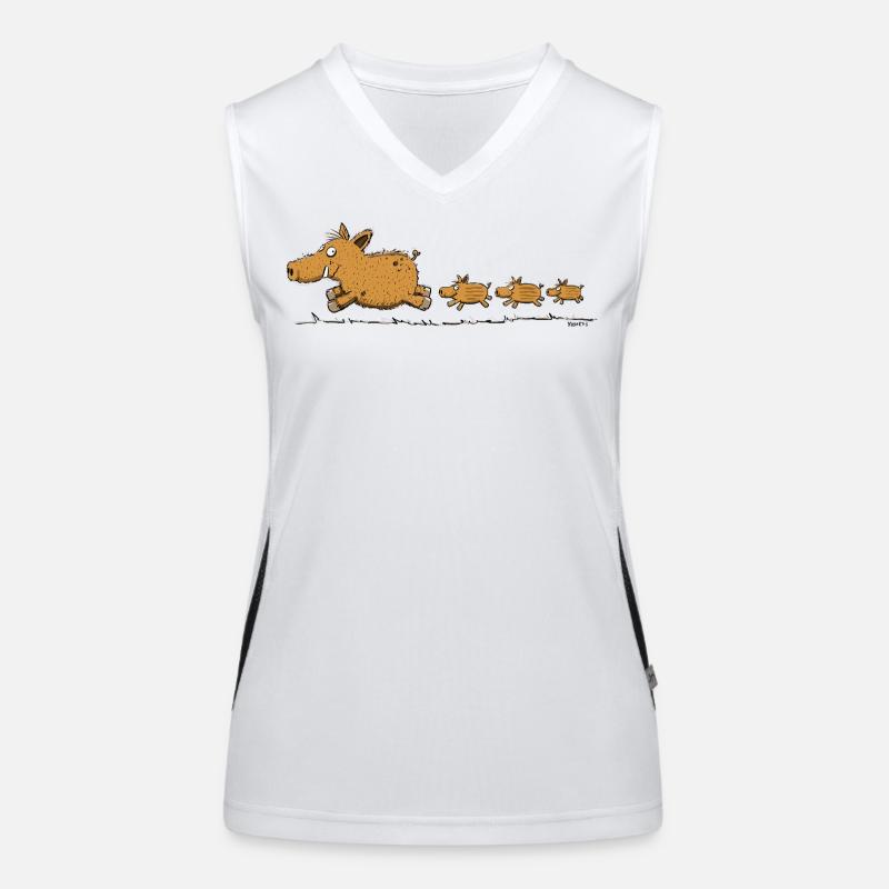 Wild boar with youngsters, whale, forest, hunter Women's Functional Contrast Tank Top