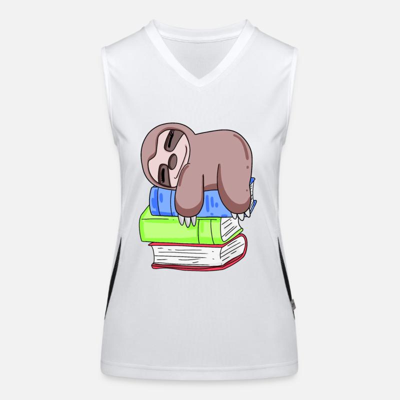 Sloth Book Books Reading Women's Functional Contrast Tank Top