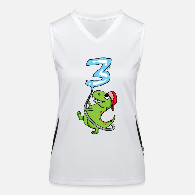 3rd Birthday Dinosaur Fire Brigade Gift Women's Functional Contrast Tank Top