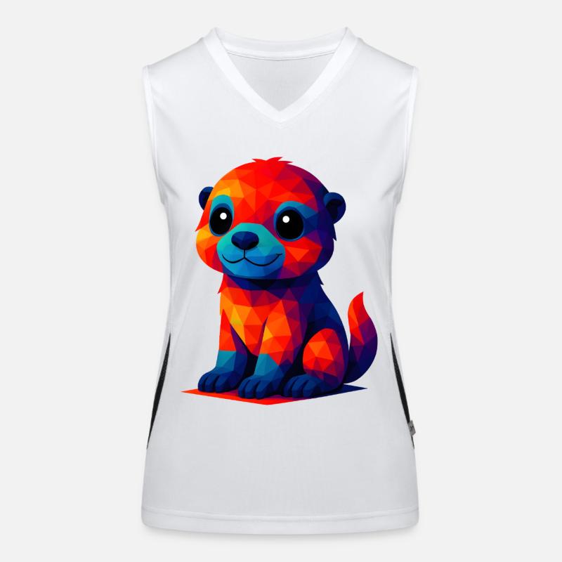 WPAP polygone Kawaii Style bébé loutre animaux Débardeur respirant contrasté Femme