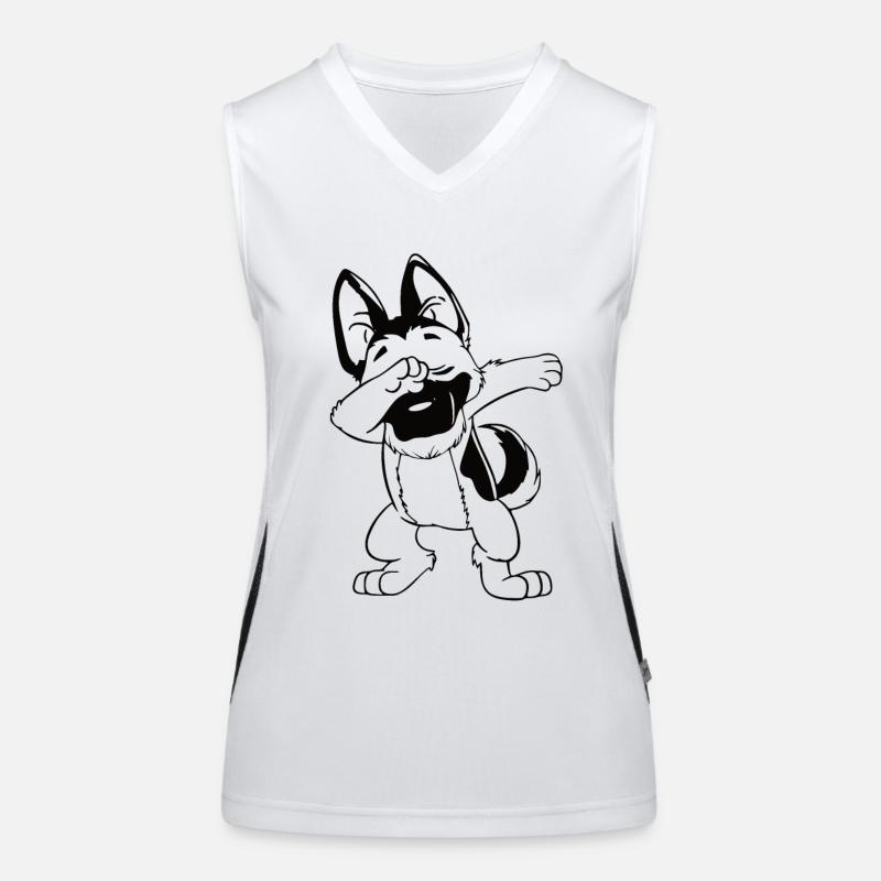 Dabbing German Shepherd Women's Functional Contrast Tank Top