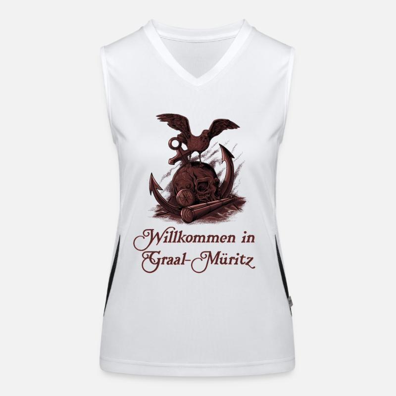 Möwe auf Schädel - Ostseeheilbad Graal-Müritz Funktionelles Kontrast-Tank Top für Frauen