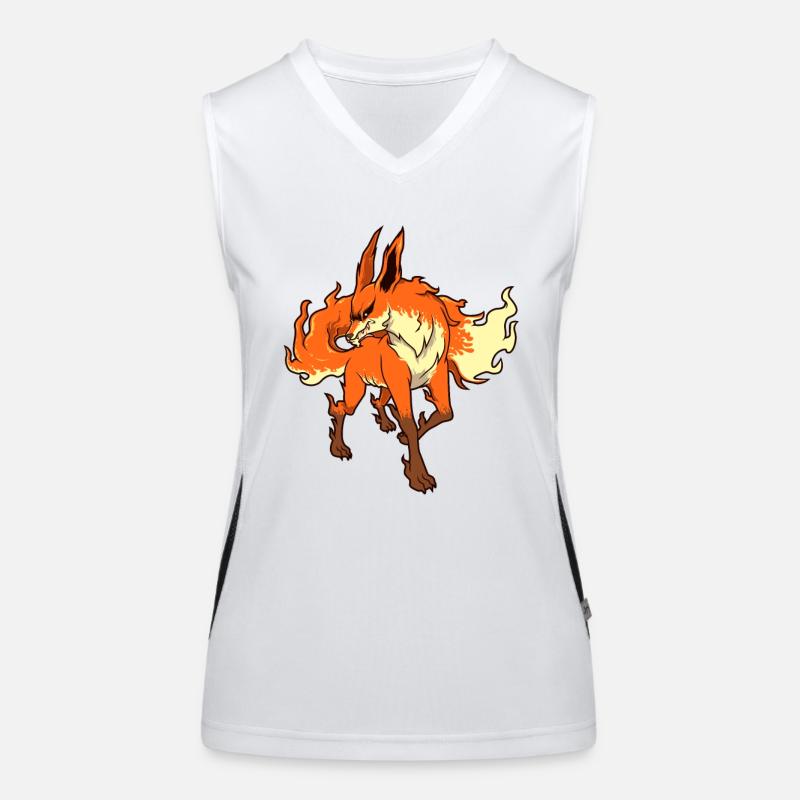 Monster Animals - Horror Flames Fox Women's Functional Contrast Tank Top