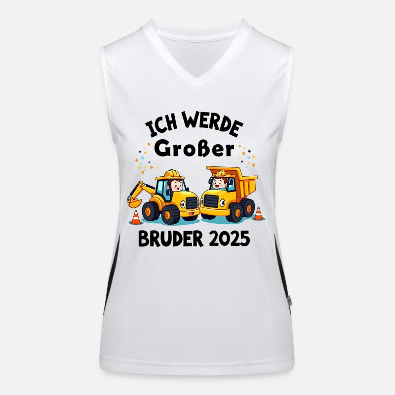 Ich Werde Großer Bruder 2025 Bagger Schwarz Kinder Funktionelles Kontrast-Tank Top für Frauen