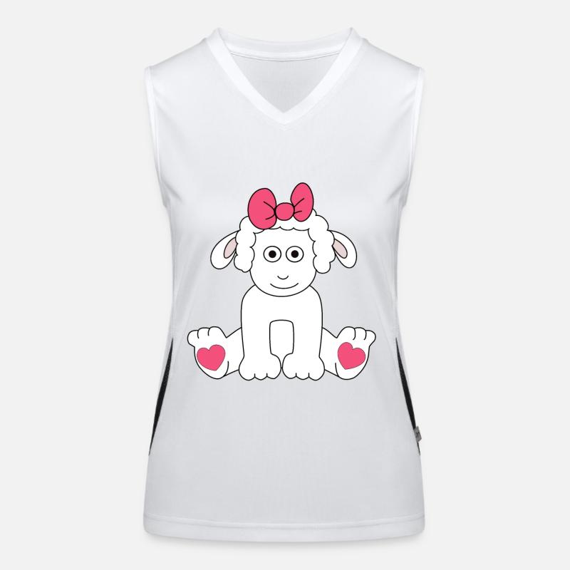 Sheep Drawing Hearts Easter Children Baby Lamb Women's Functional Contrast Tank Top