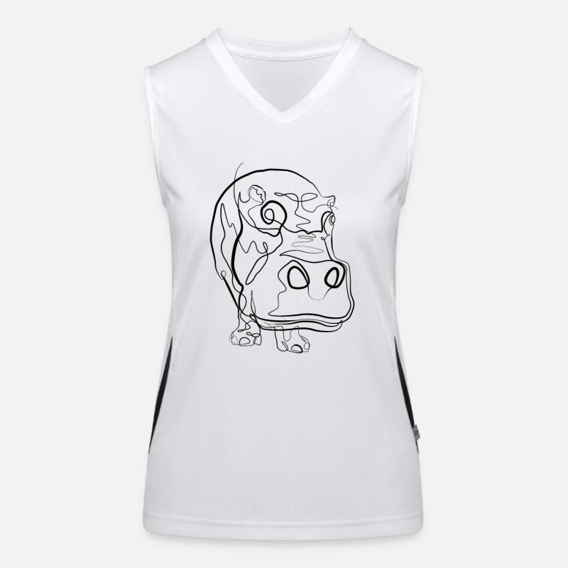 Nilpferd - one line drawing Funktionelles Kontrast-Tank Top für Frauen