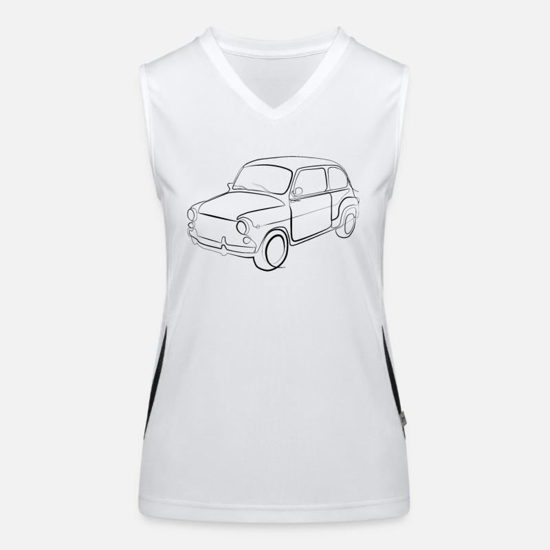 Auto Oldtimer - one line drawing Funktionelles Kontrast-Tank Top für Frauen